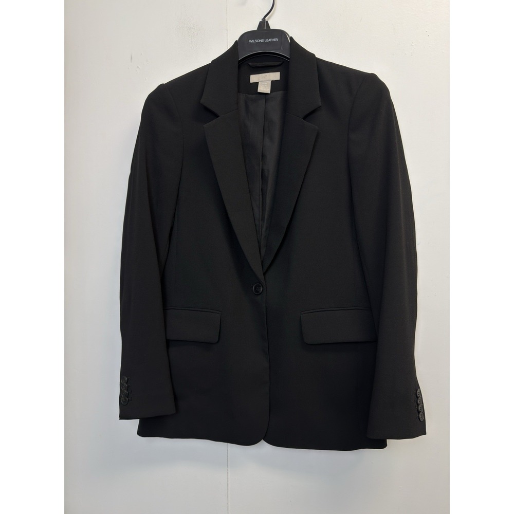 H&M Women's XS Black Blazer Jacket Professional Business Casual Lined One Button